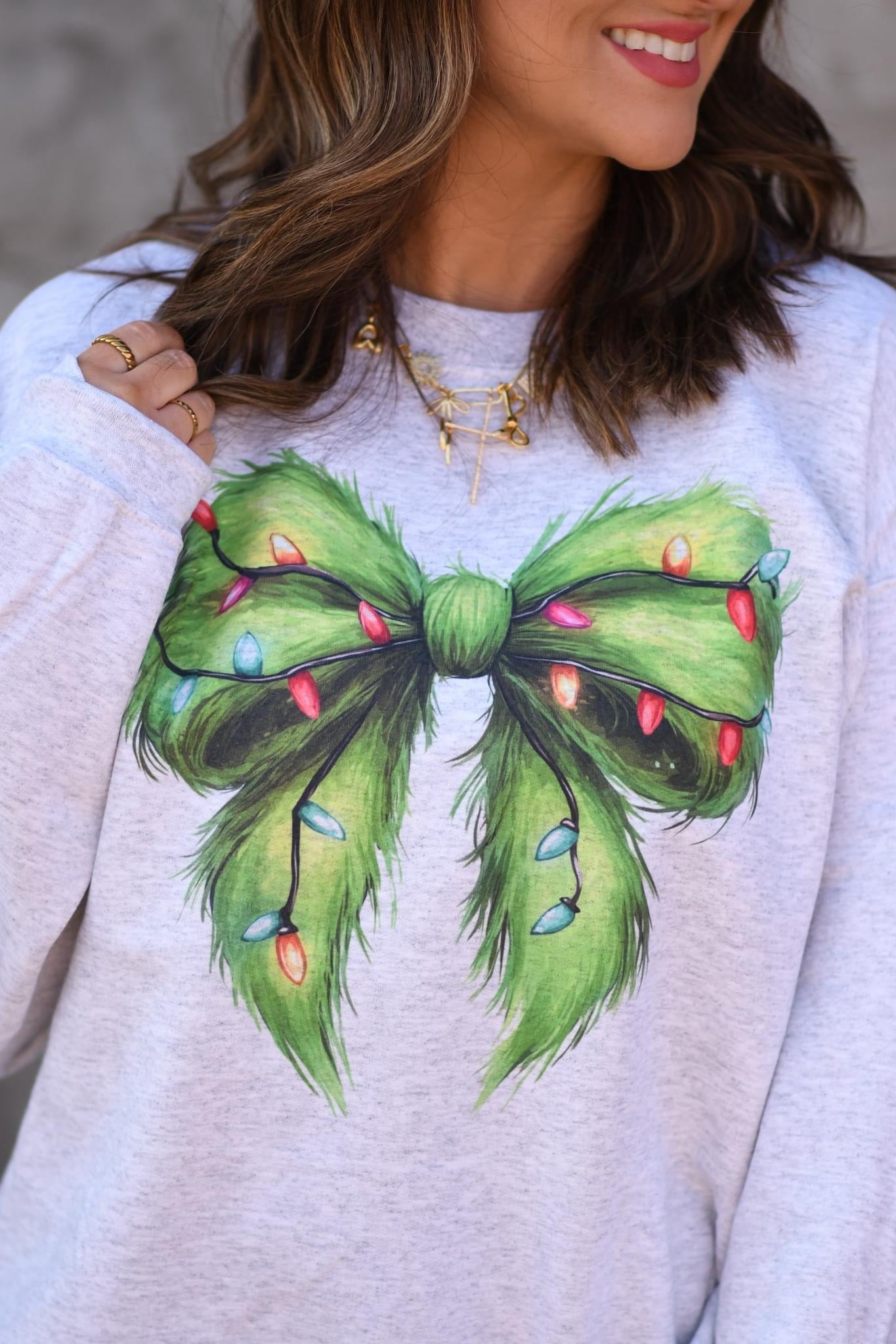 Grinch Christmas Bow Sweatshirt (Set Available)