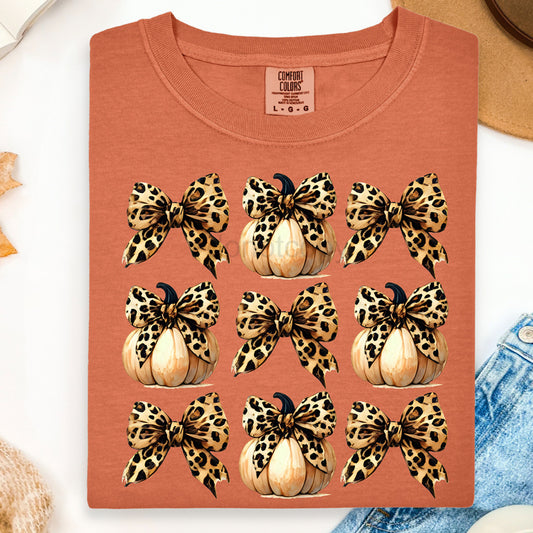 Leopard Bow Pumpkins Tee