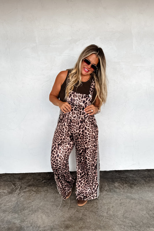 PREORDER- KARLI SILKY CHEETAH OVERALLS