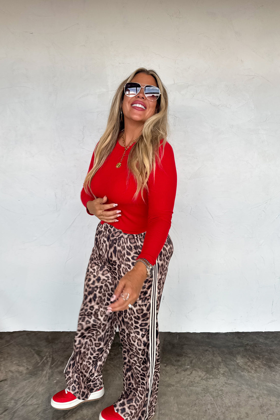 PREORDER- HADDIE SILKY CHEETAH WIDE LEG PANTS