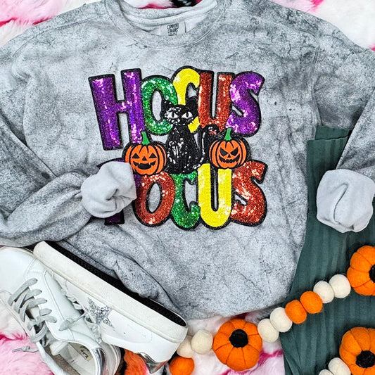 Hocus Pocus Black Cat Sequin Crewneck