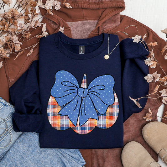Rustic Plaid Pumpkin Crewneck