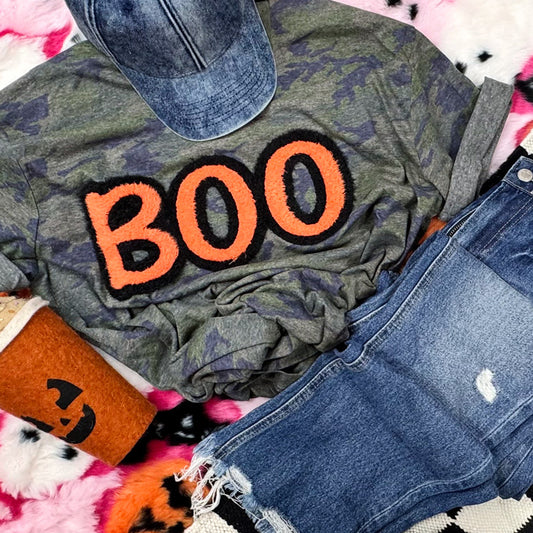 Orange and Black Boo Fluffy Tee