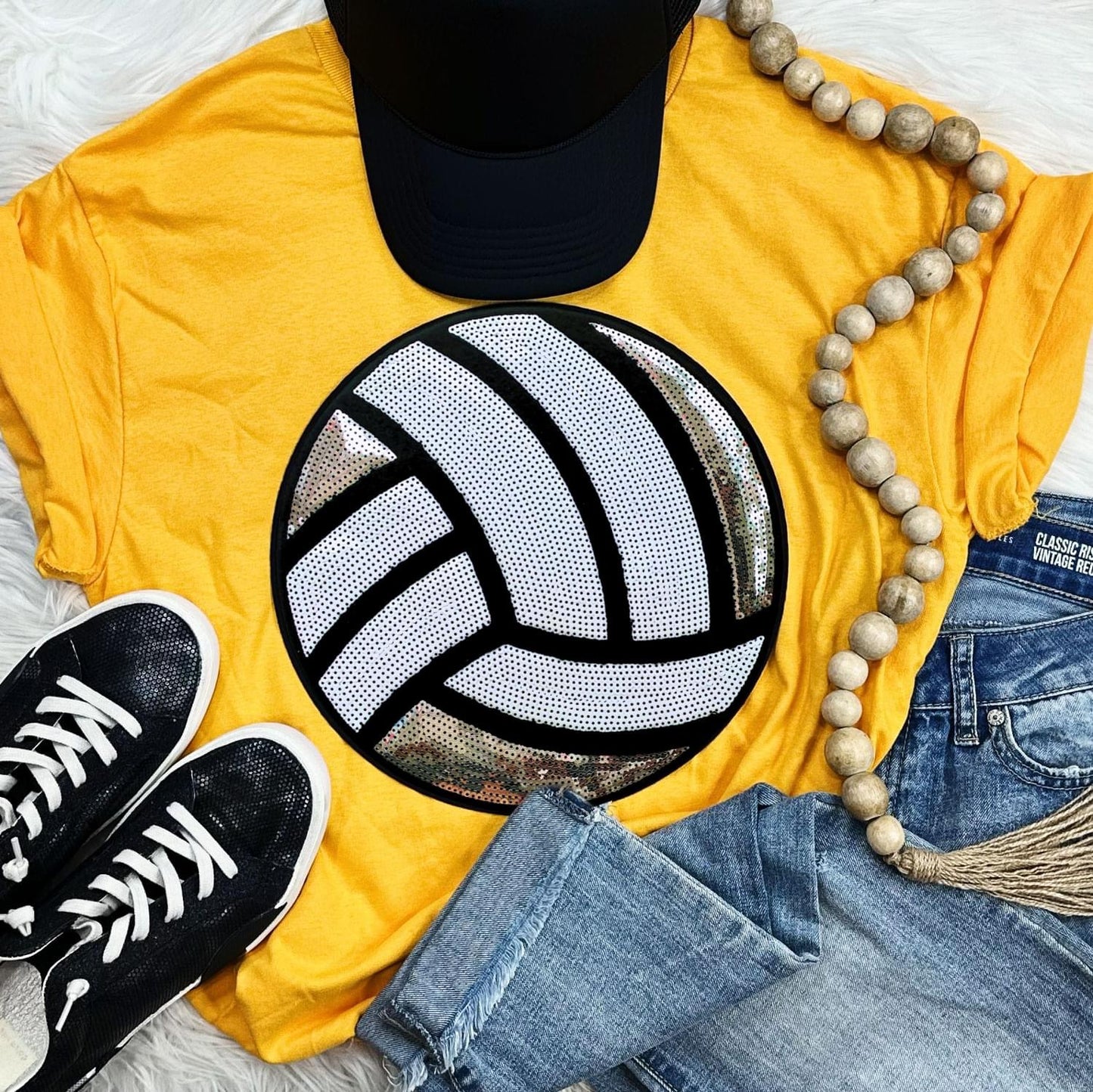 Sequin Volleyball Chenille Patch Everyday Tee