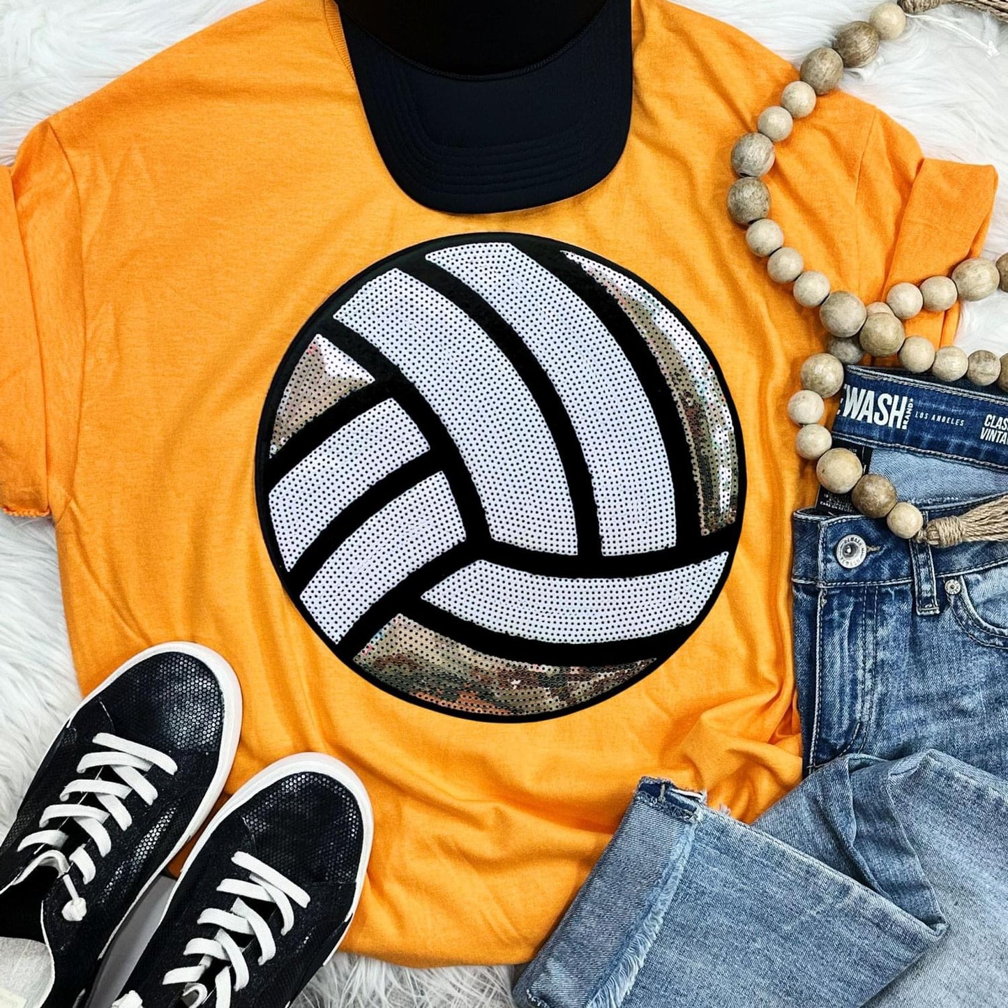 Sequin Volleyball Chenille Patch Everyday Tee
