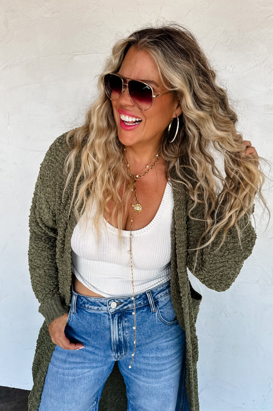 PREORDER- POPPY KNIT POPCORN CARDIGAN