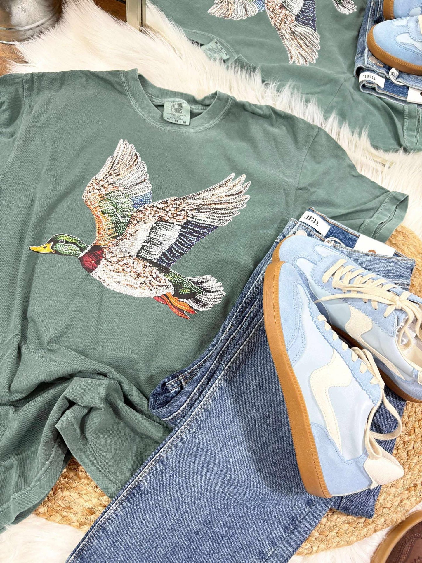 Faux Rhinestone Duck Tee