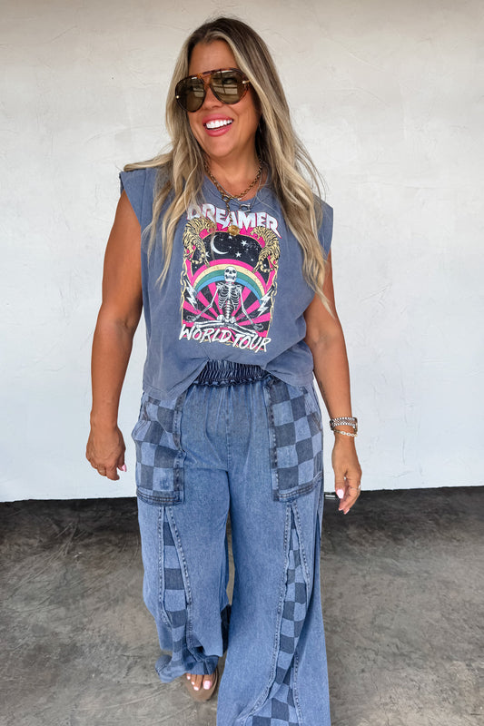 PREORDER- GROOVE ON CHECKER FLARE PANTS