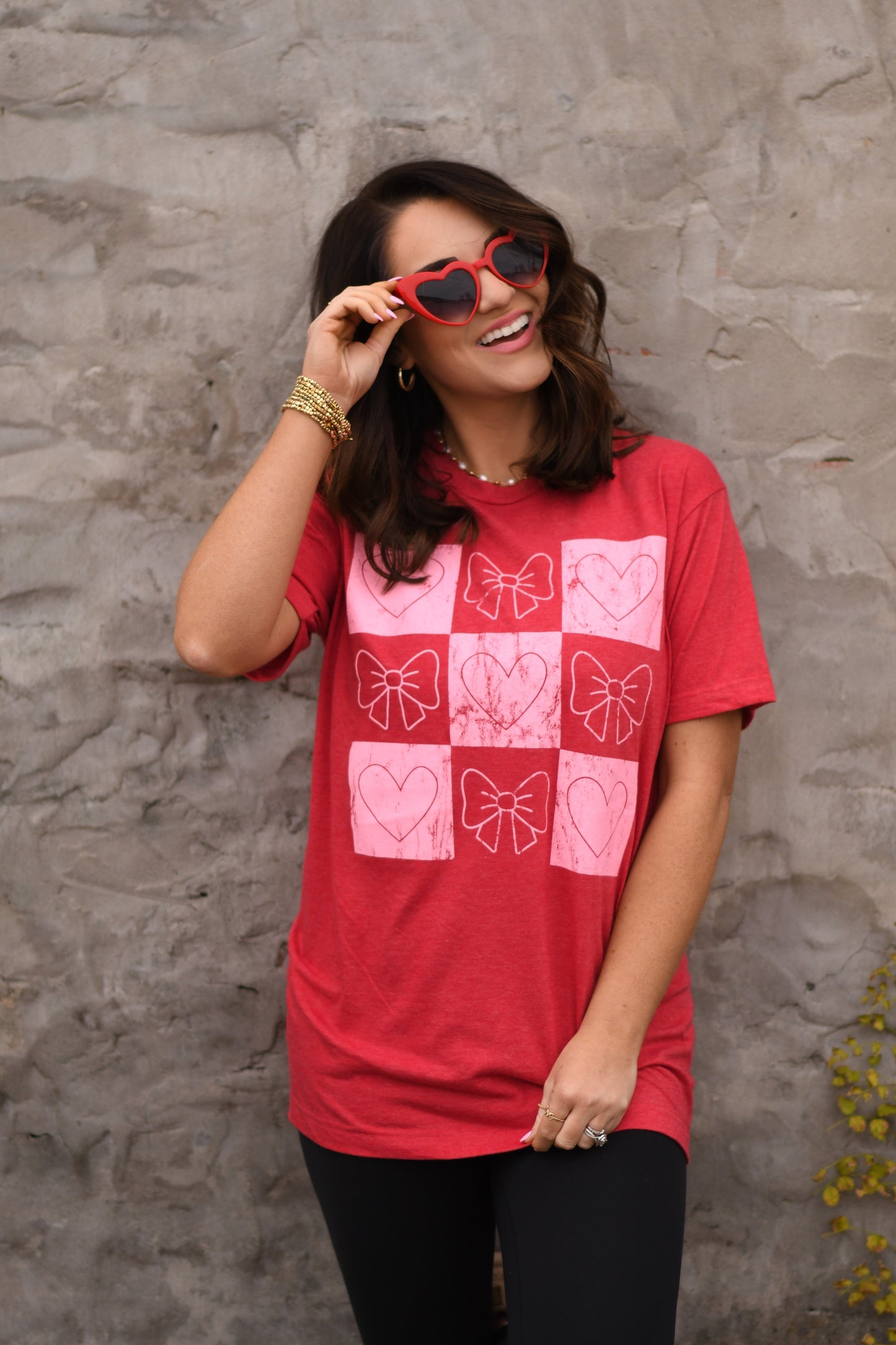 Checkered Bows & Hearts Tee