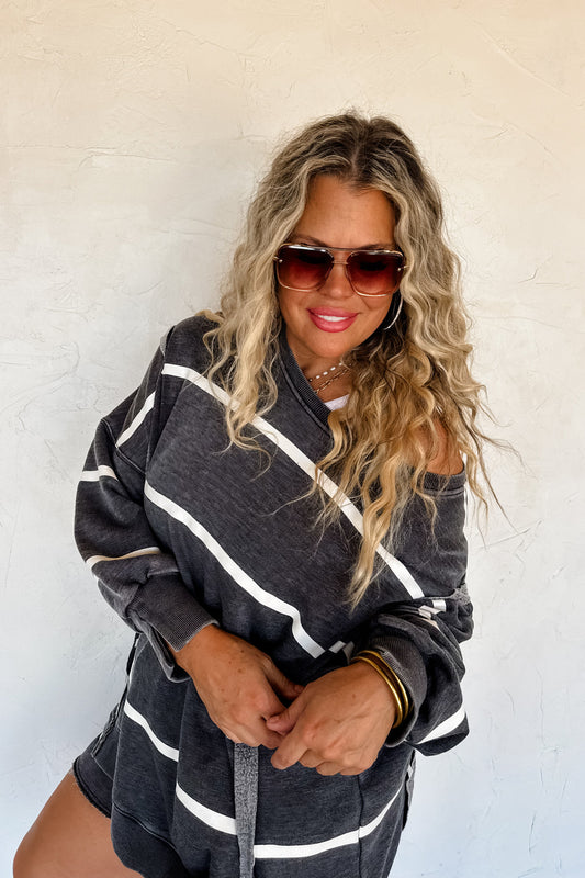 PREORDER- CLASSIC CREW STRIPED PULLOVER (2 Colors)