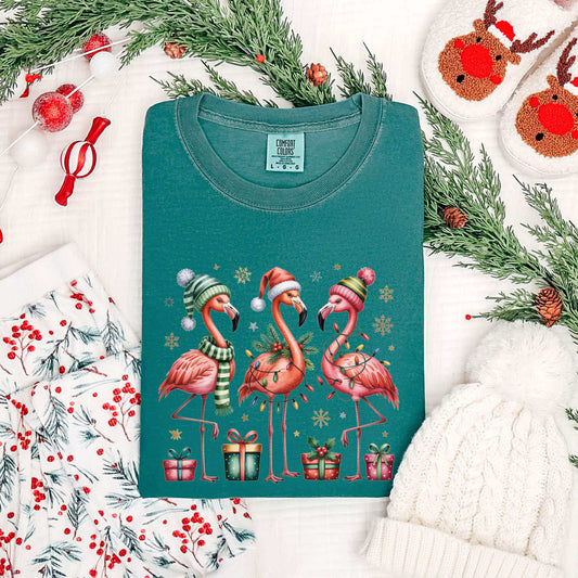 Christmas Flamingos Tee