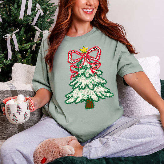 Pattern Bow Christmas Tree Tee