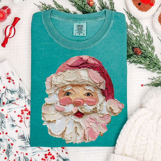 Faux Painted Santa Face Tee