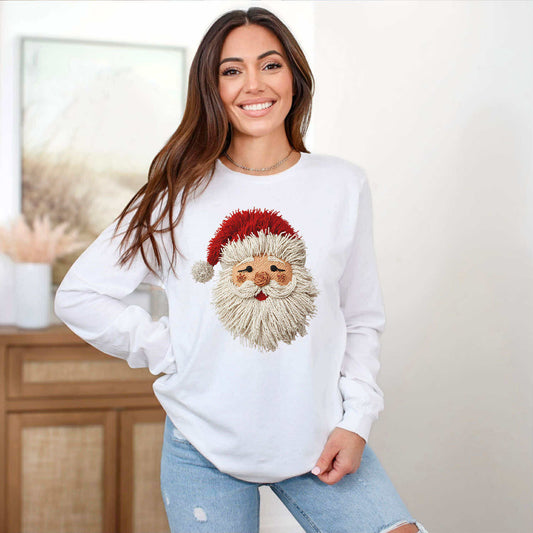 Faux Yarn String Santa Long Sleeve Tee