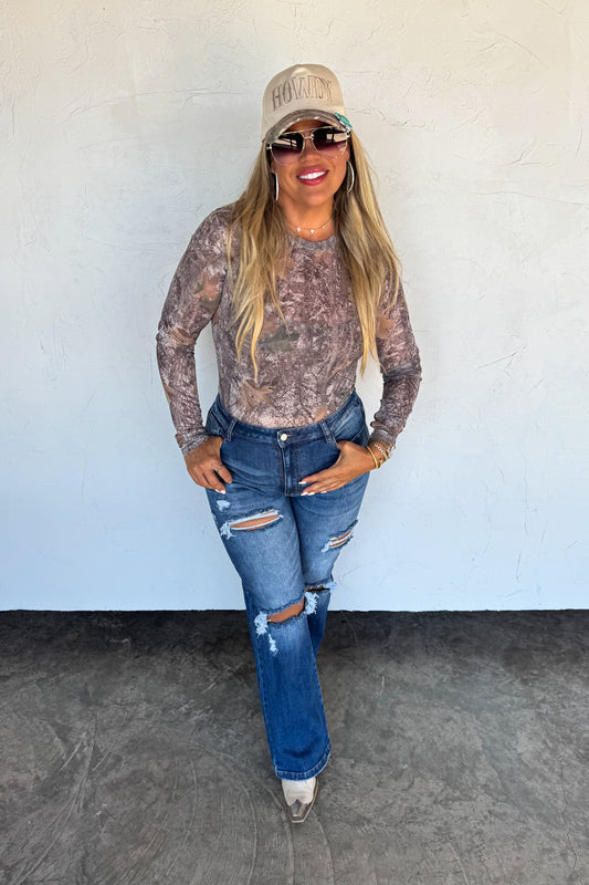 PREORDER- CAMO MESH TOP