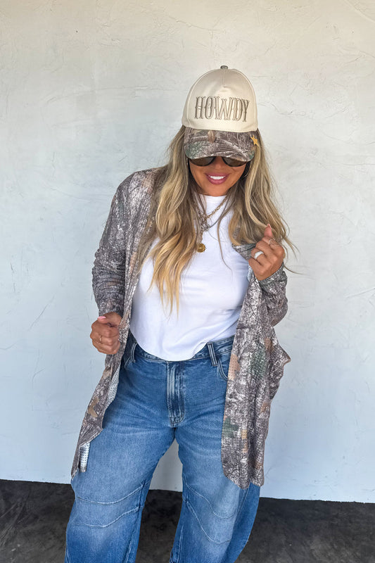 PREORDER- WOODLAND CAMO LOLA CARDIGAN