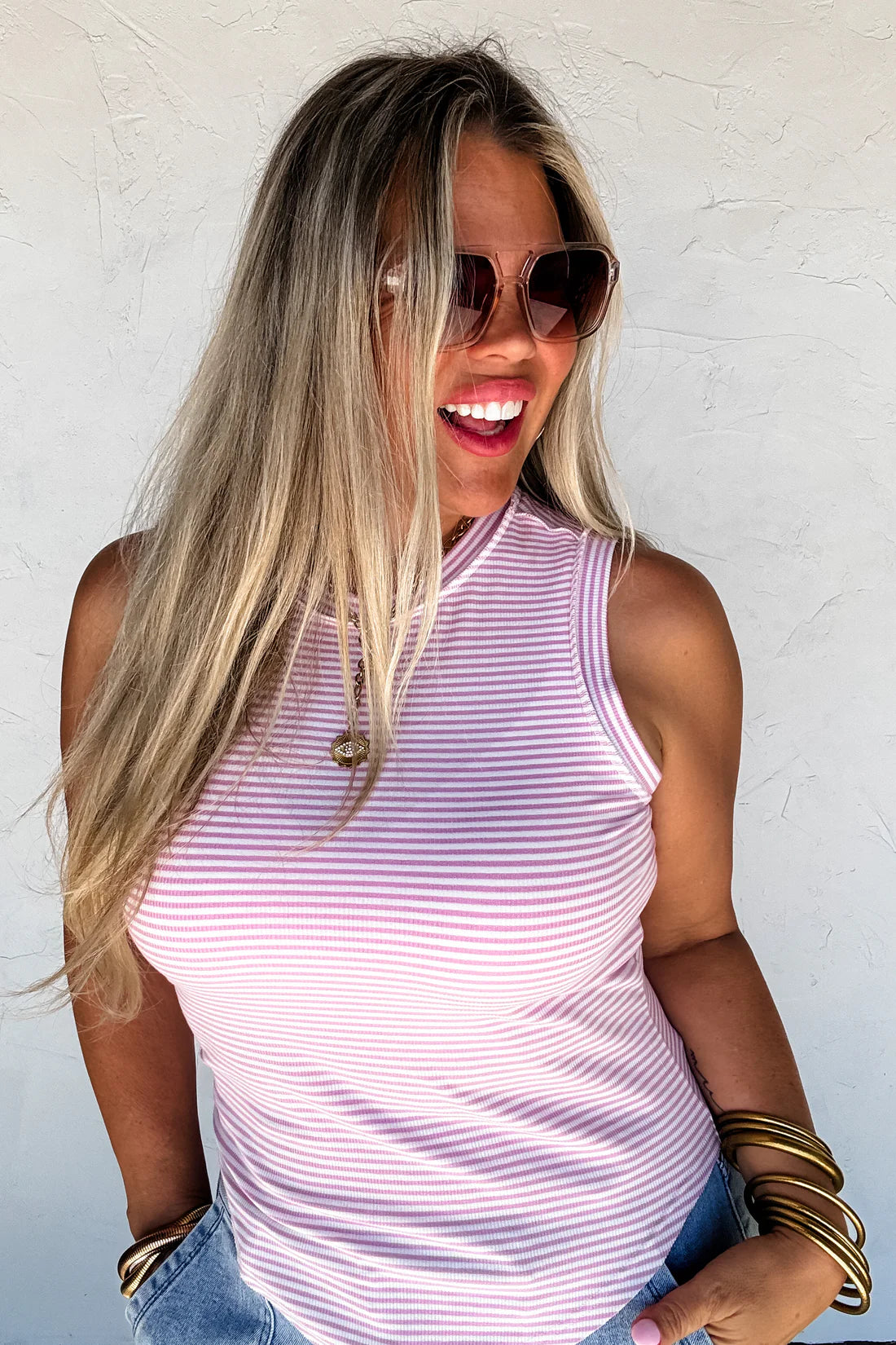 PREORDER- SUMMER BIANCA STRIPED RIBBED TANK