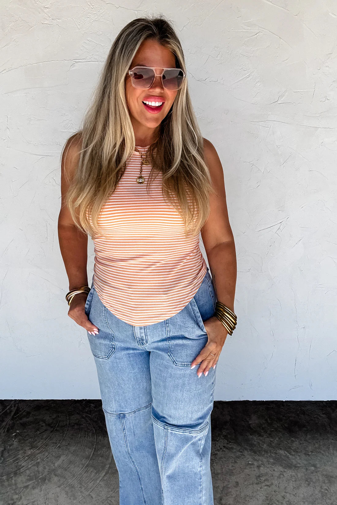 PREORDER- SUMMER BIANCA STRIPED RIBBED TANK