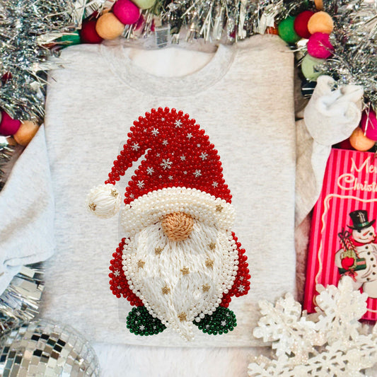 Faux Pearl Holiday Gnome Sweatshirt