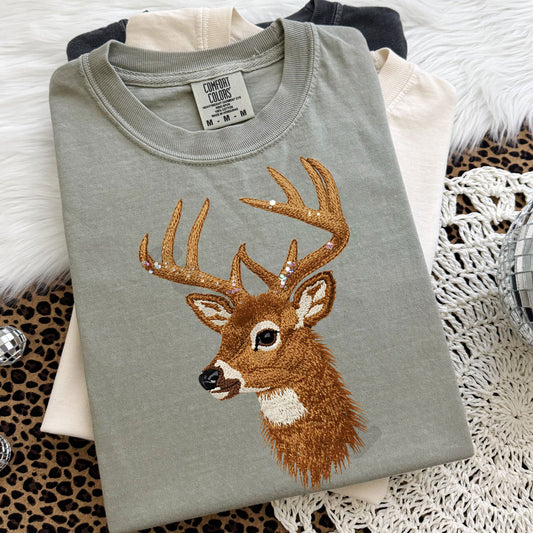 Faux Yarn Deer Tee