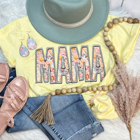 Faux Embroidered Mama Tee