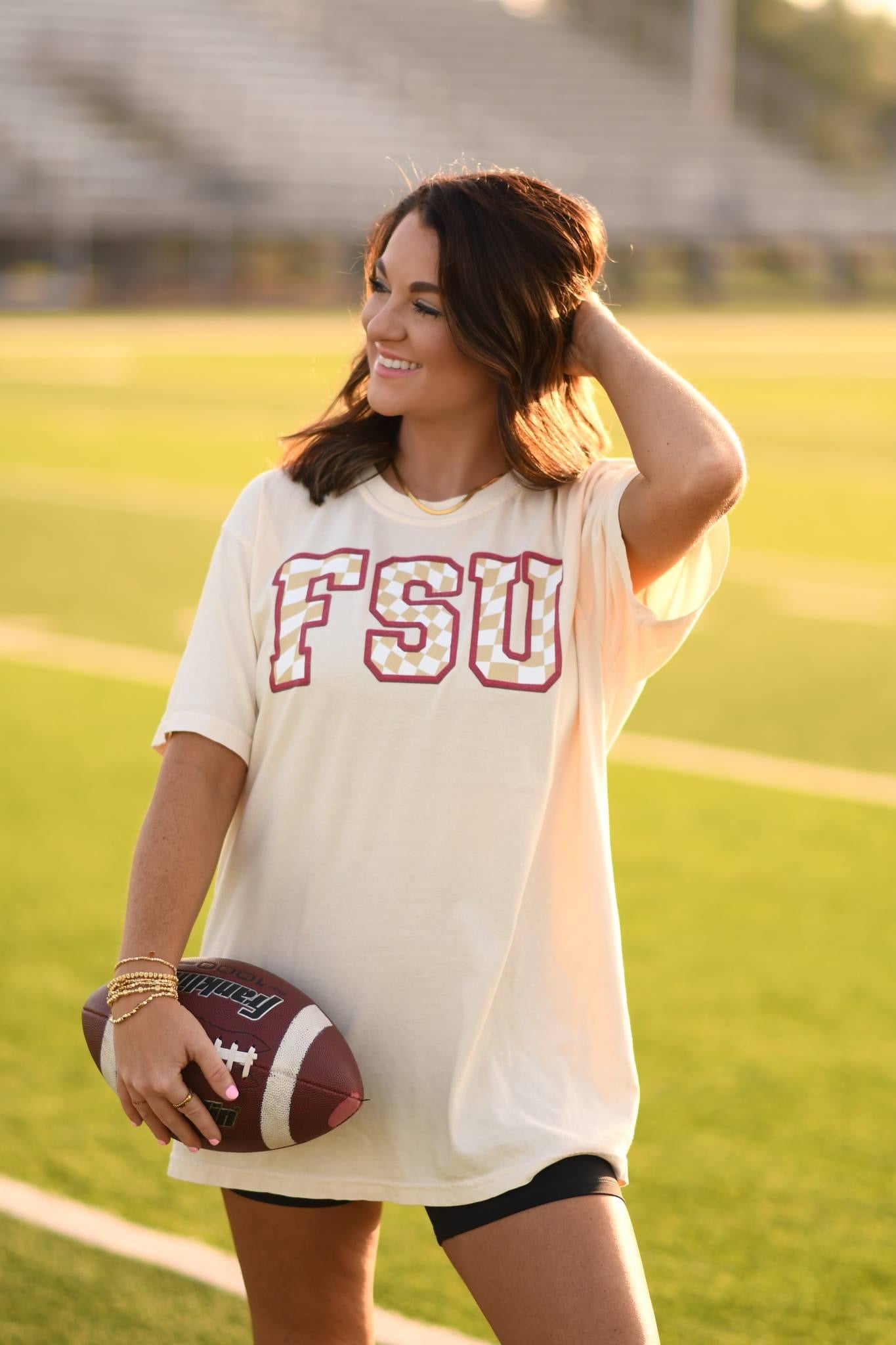 FSU Checkered Faux Patch Tee