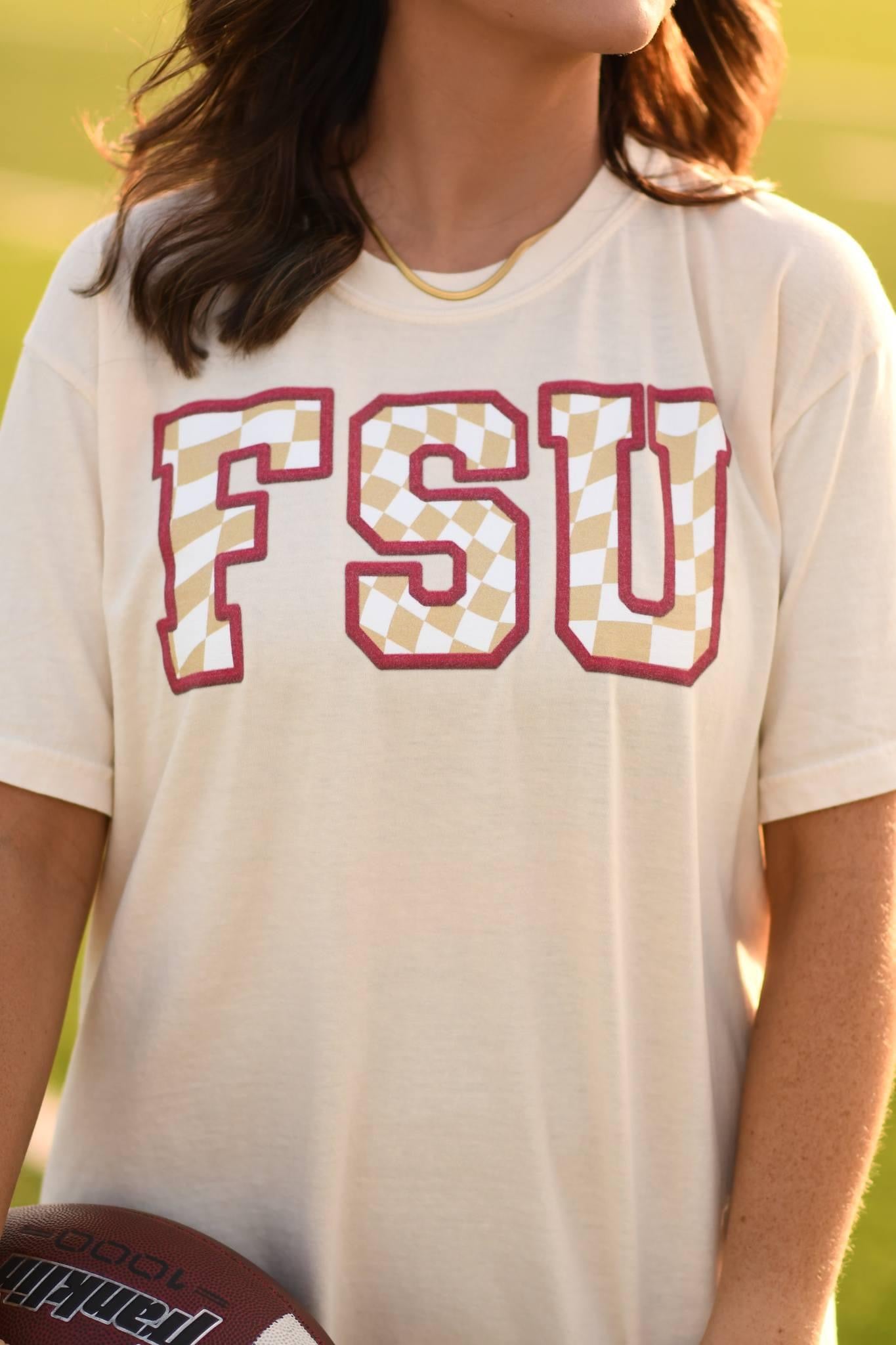 FSU Checkered Faux Patch Tee