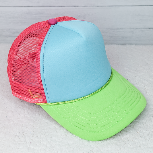 Green Billed Tricolor Foam Trucker Hat