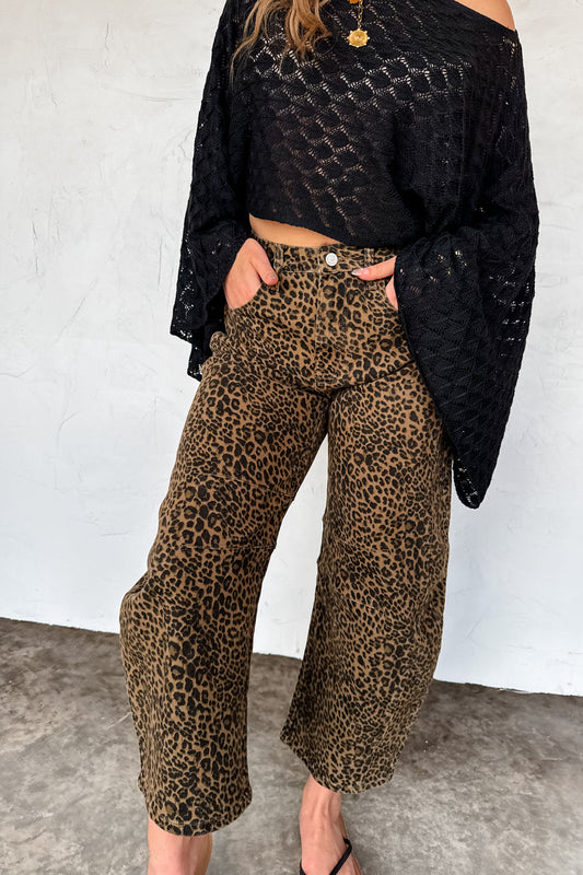 PREORDER- BEX CHEETAH BARREL JEANS (STRETCHY)