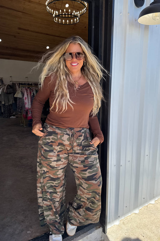 PREORDER- HADDIE CAMO WAFFLE PANTS