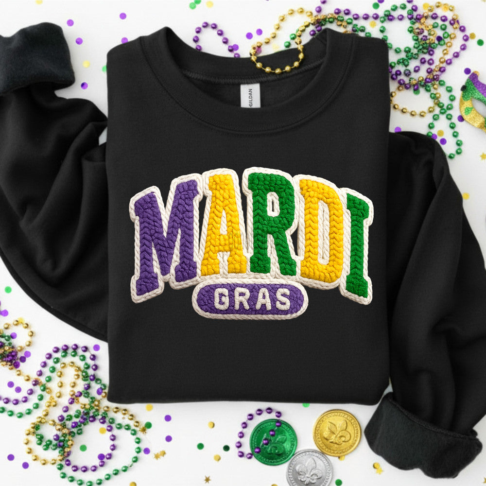 Faux Yarn Mardi Gras Sweatshirt