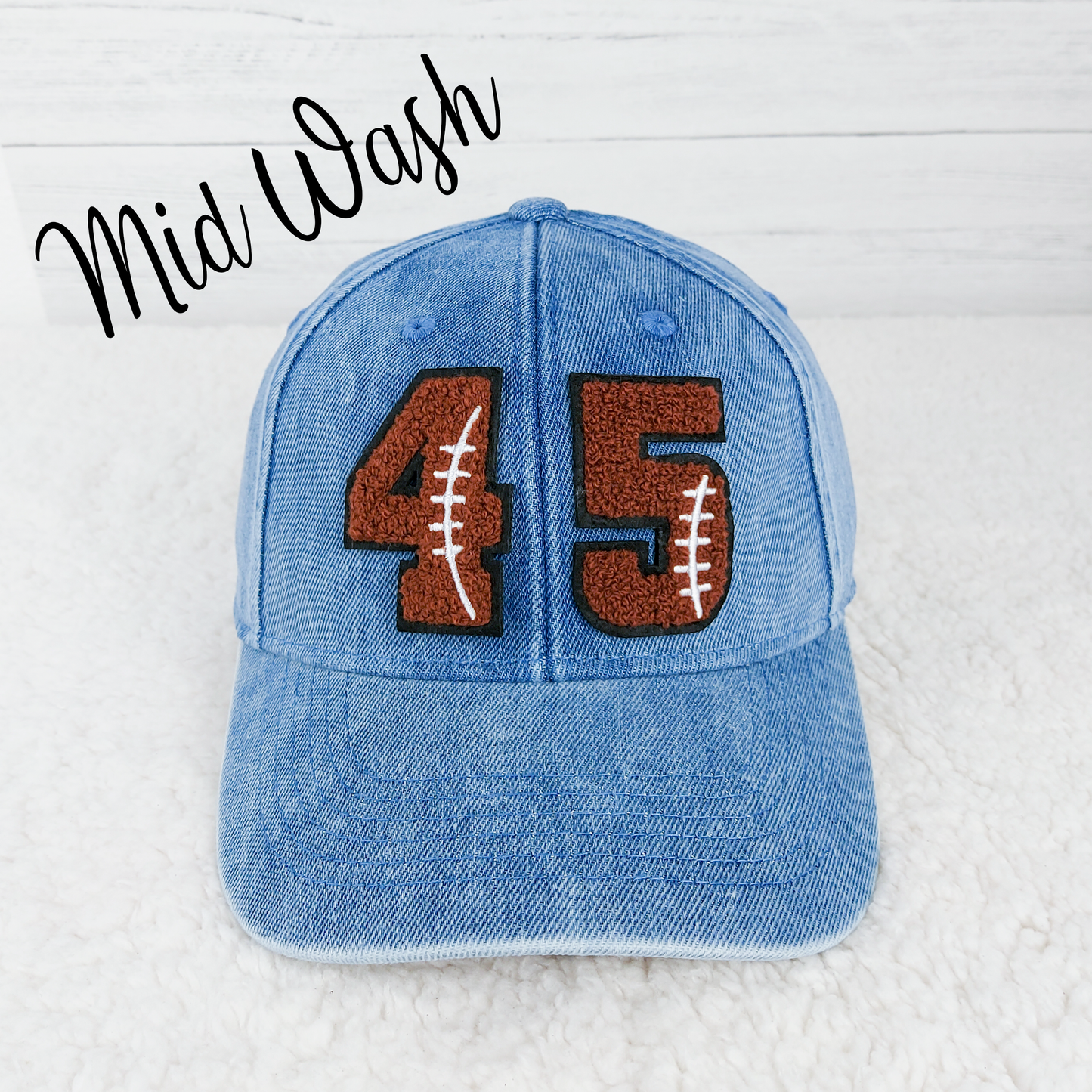 Denim Hat With Chenille Numbers (All Sports)