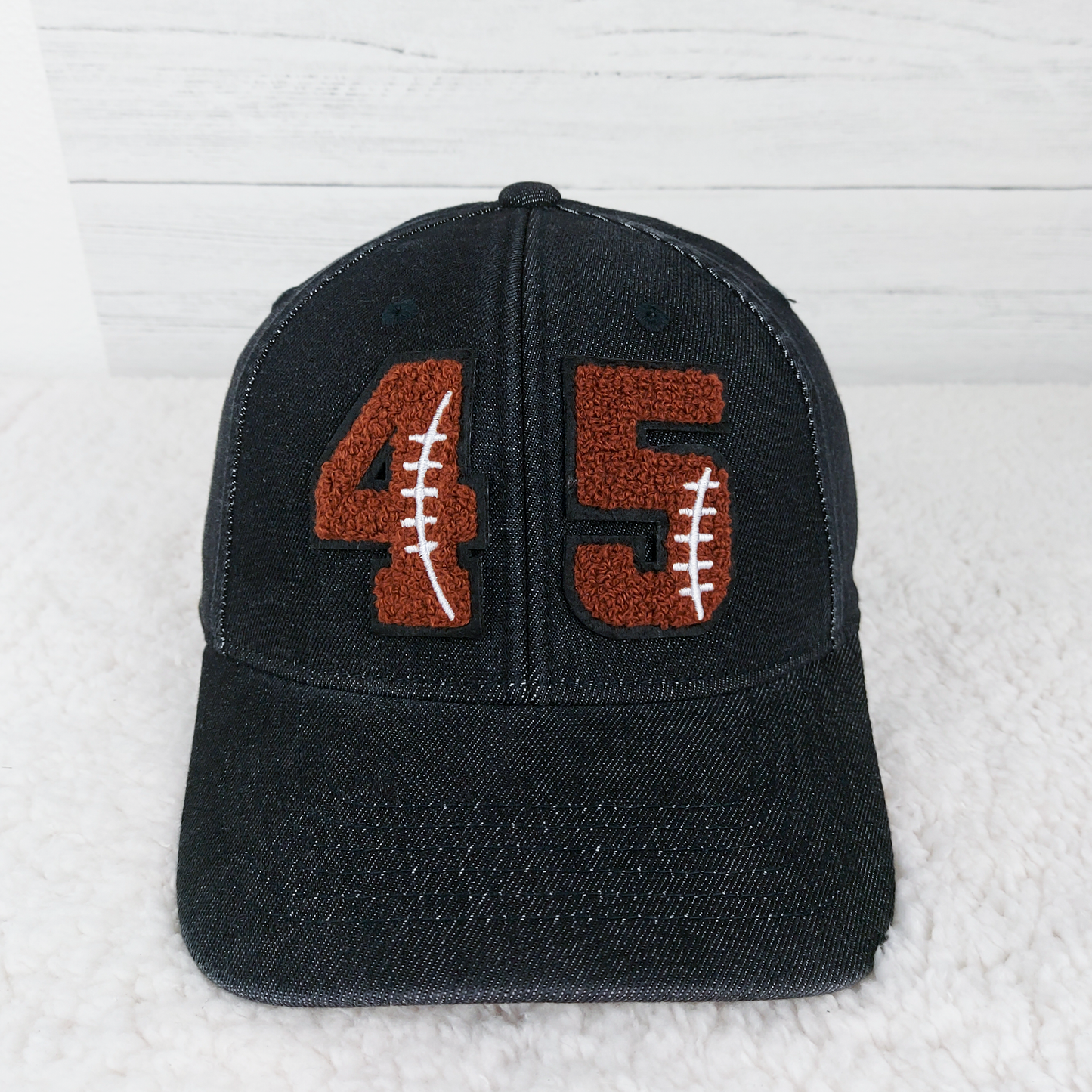 Denim Hat With Chenille Numbers (All Sports)