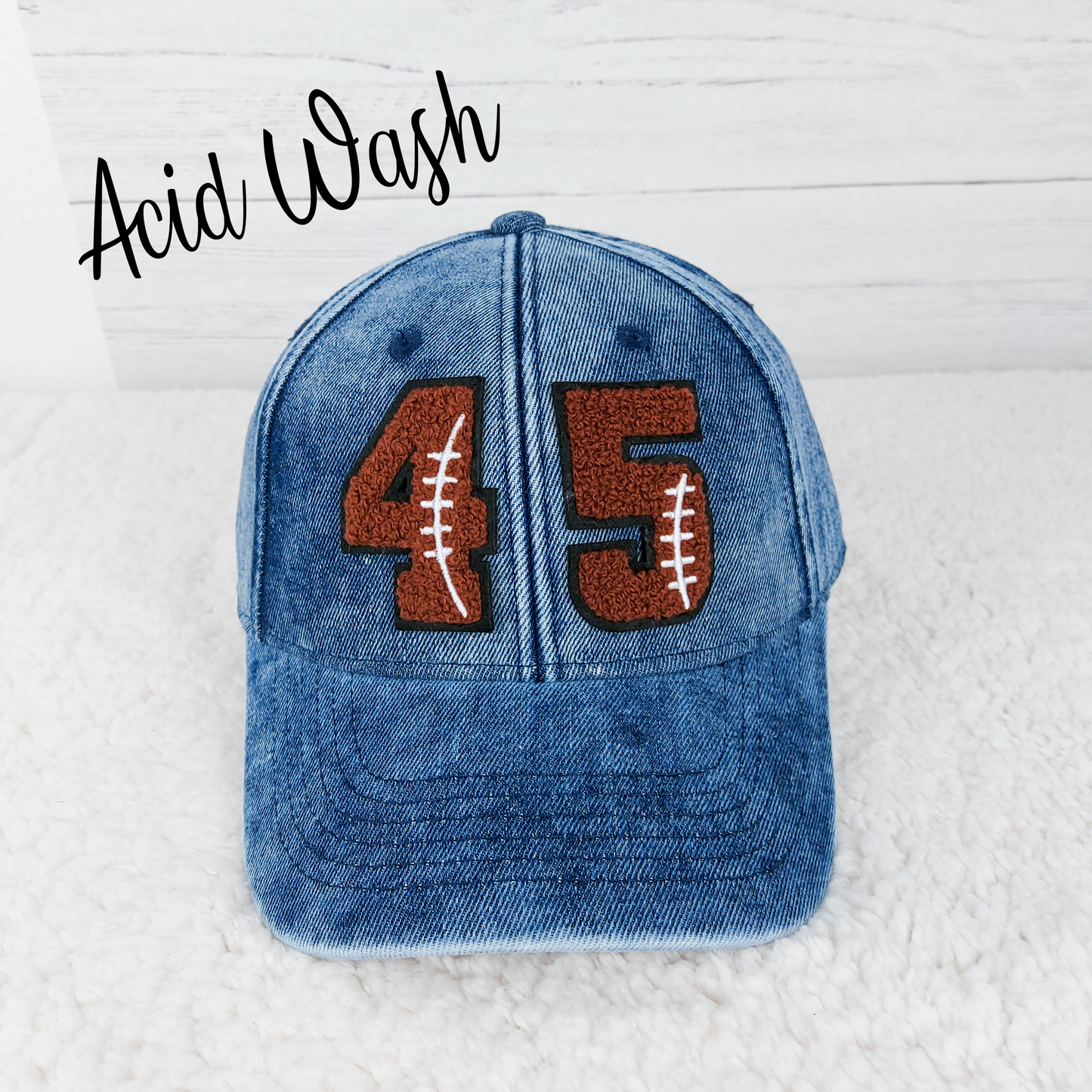 Denim Hat With Chenille Numbers (All Sports)