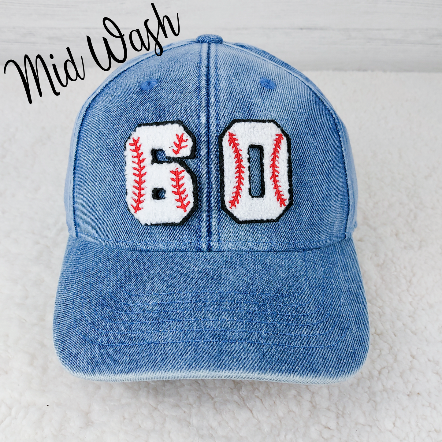 Denim Hat With Chenille Numbers (All Sports)