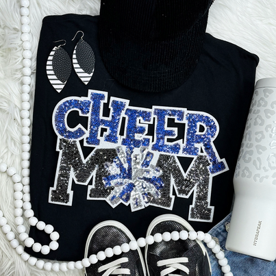 Sequin Cheer Mom Patch Black Everyday Tee