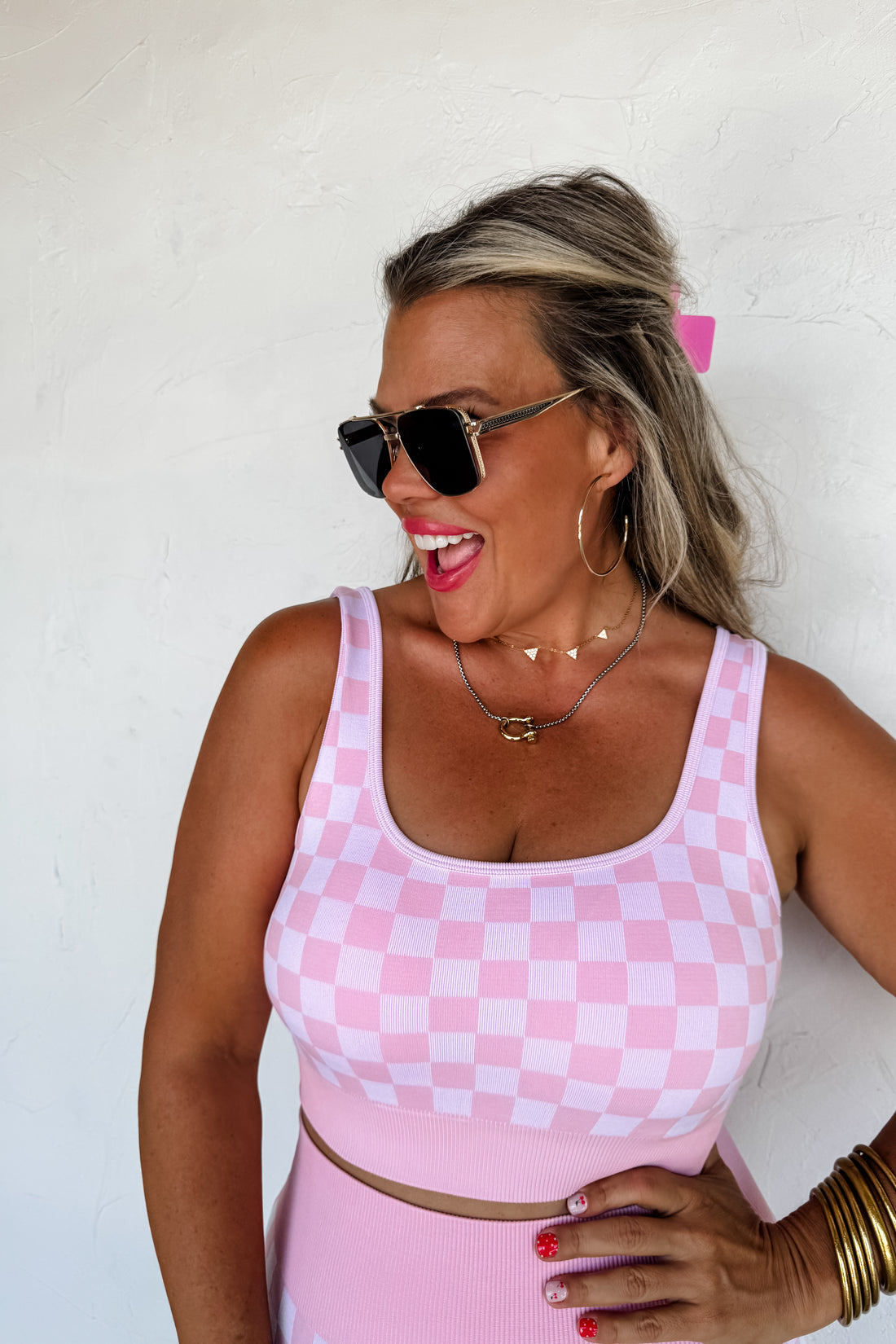PREORDER- CHECKER BRA & BIKER SHORT SET