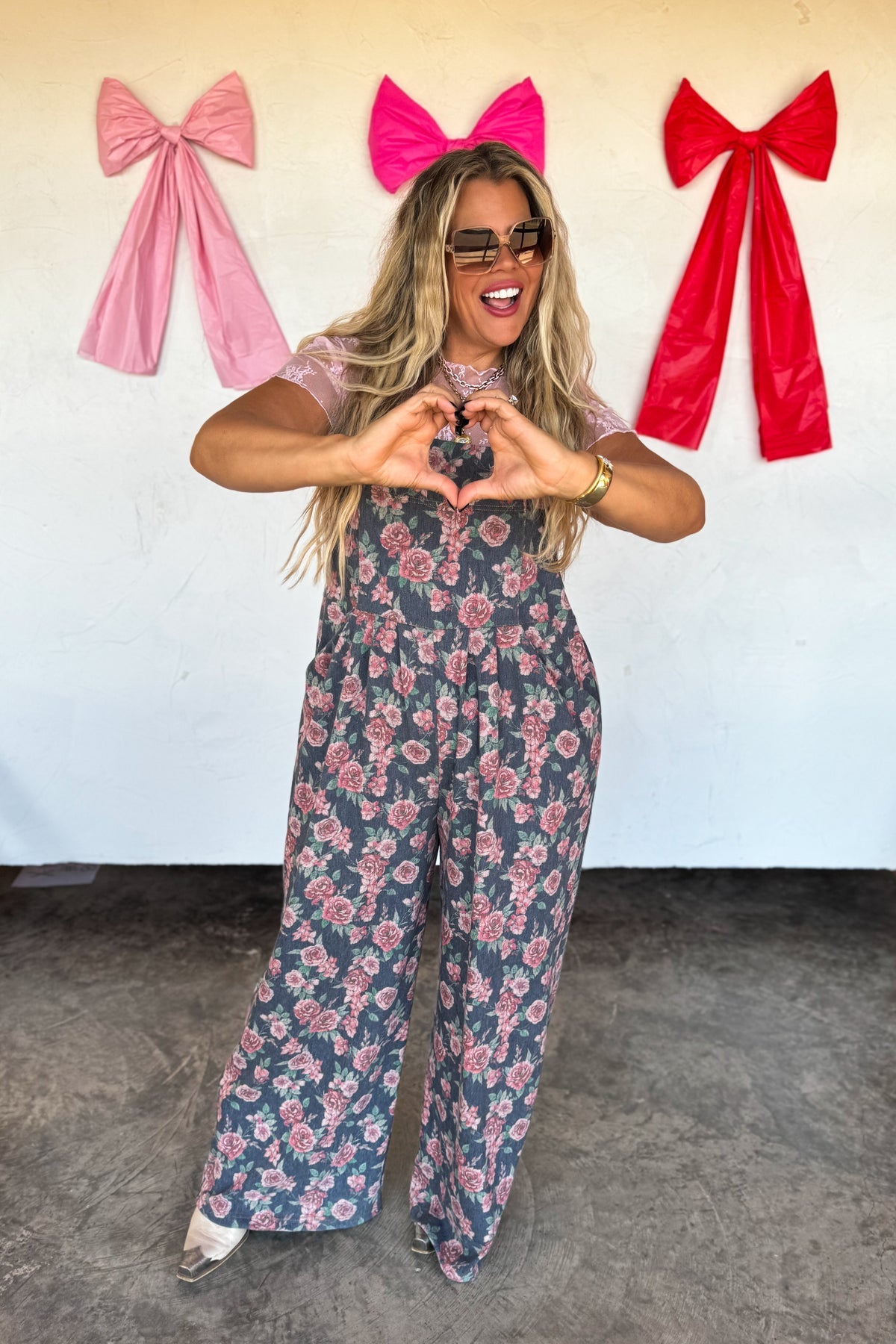 CASSIDY FLORAL DENIM OVERALLS