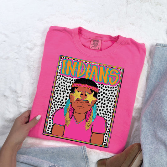 Indians Colorful Mascot Tee