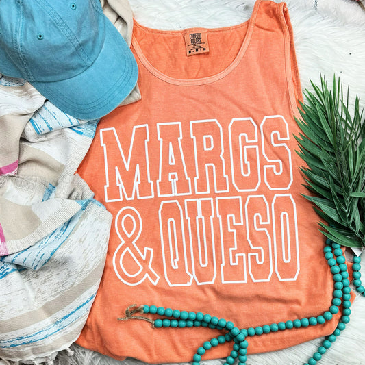 Margs & Queso WHITE PUFF Print  Tank