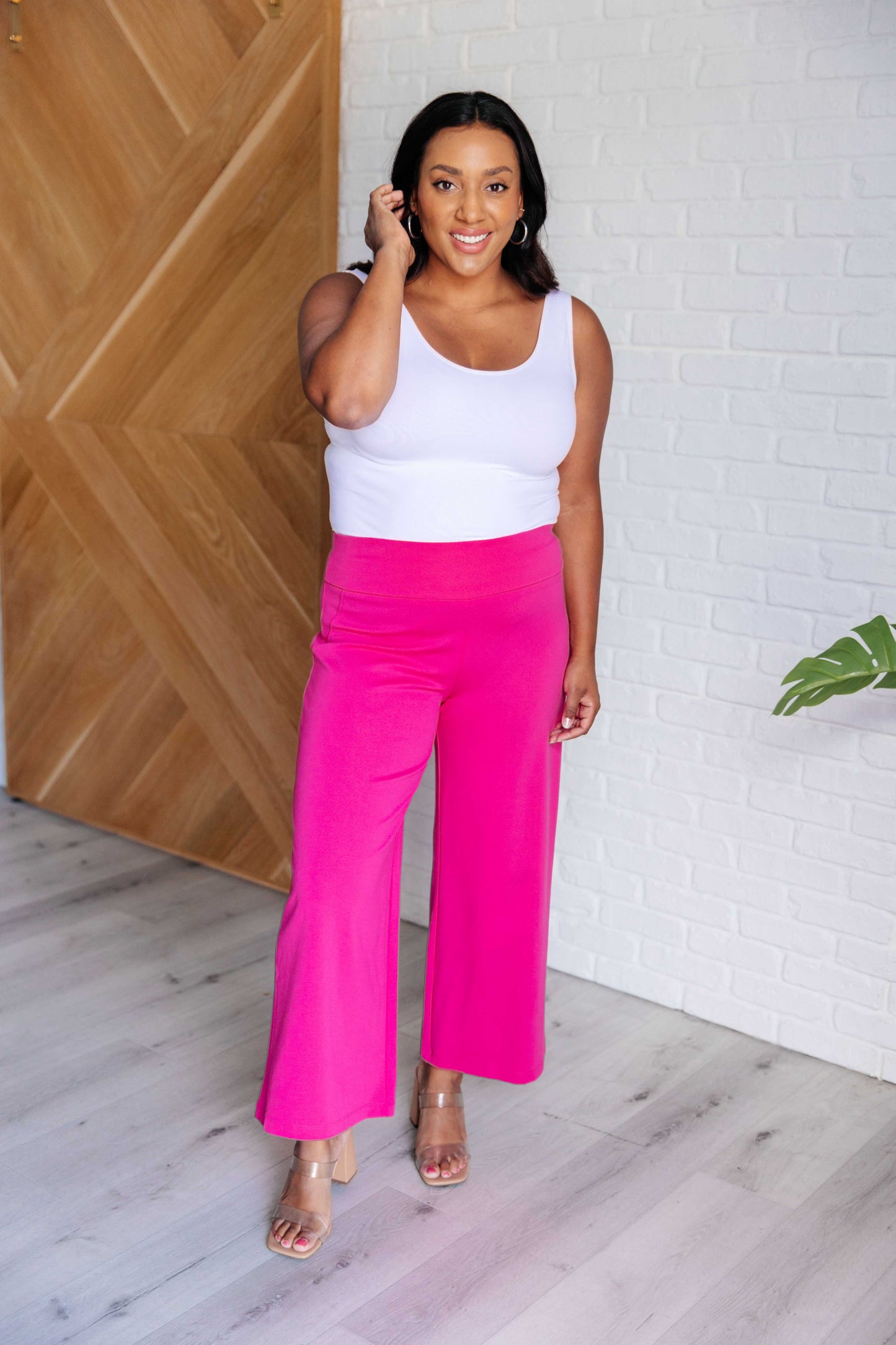 Magic Wide Leg Crop Pants in Hot Pink {Matching Blazer}