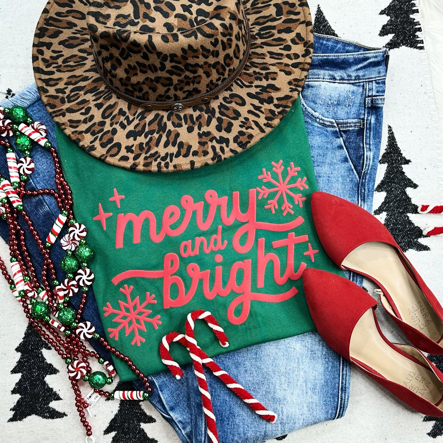 Merry & Bright RED PUFF Print Tee