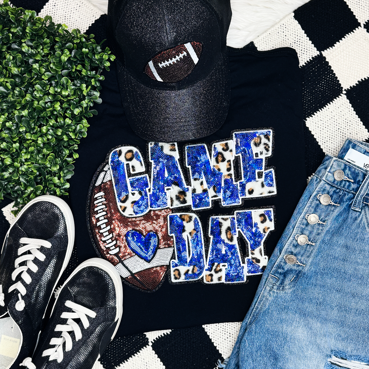 Sequin Football & Leopard Tee