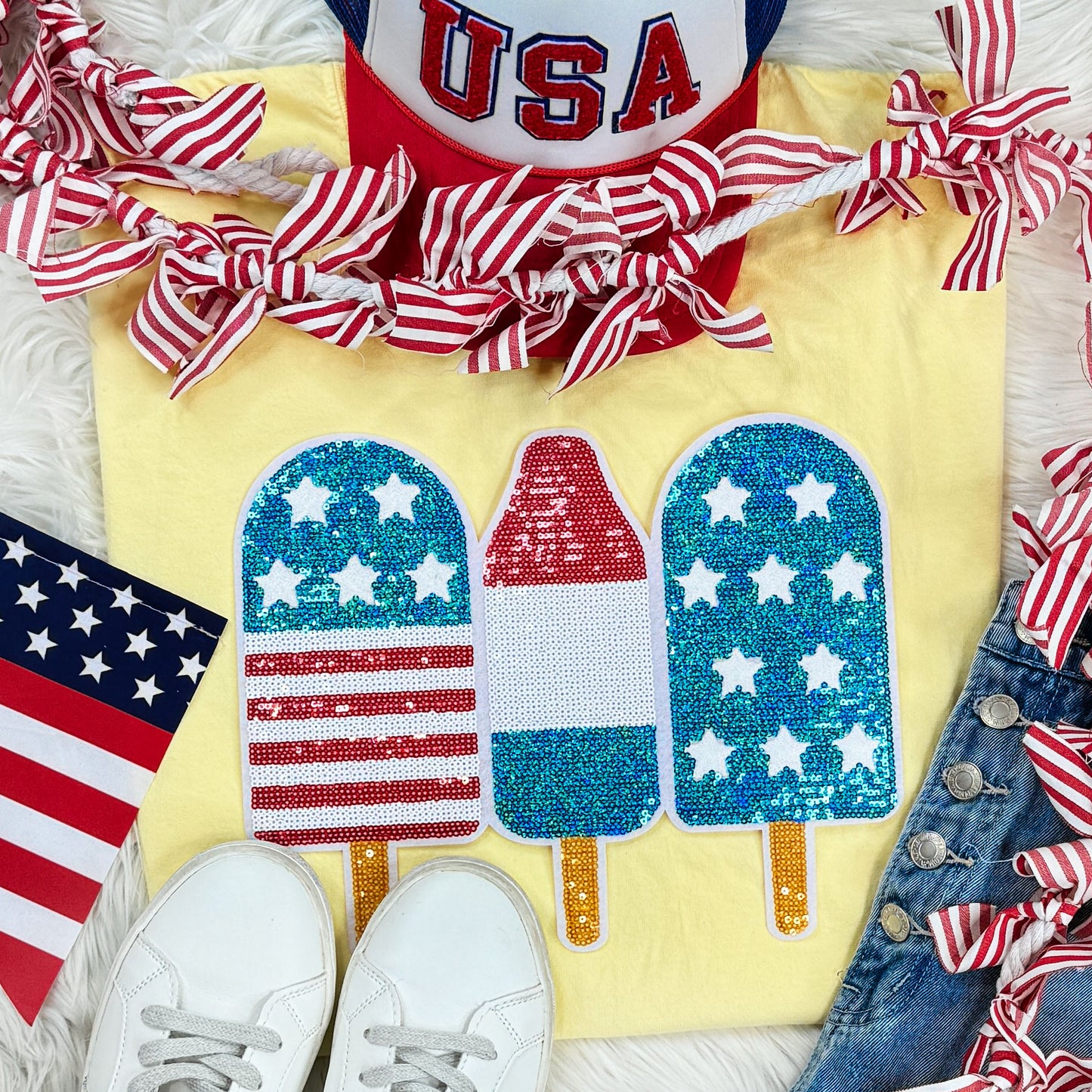 Popsicles Sequin Patch Banana  Tee