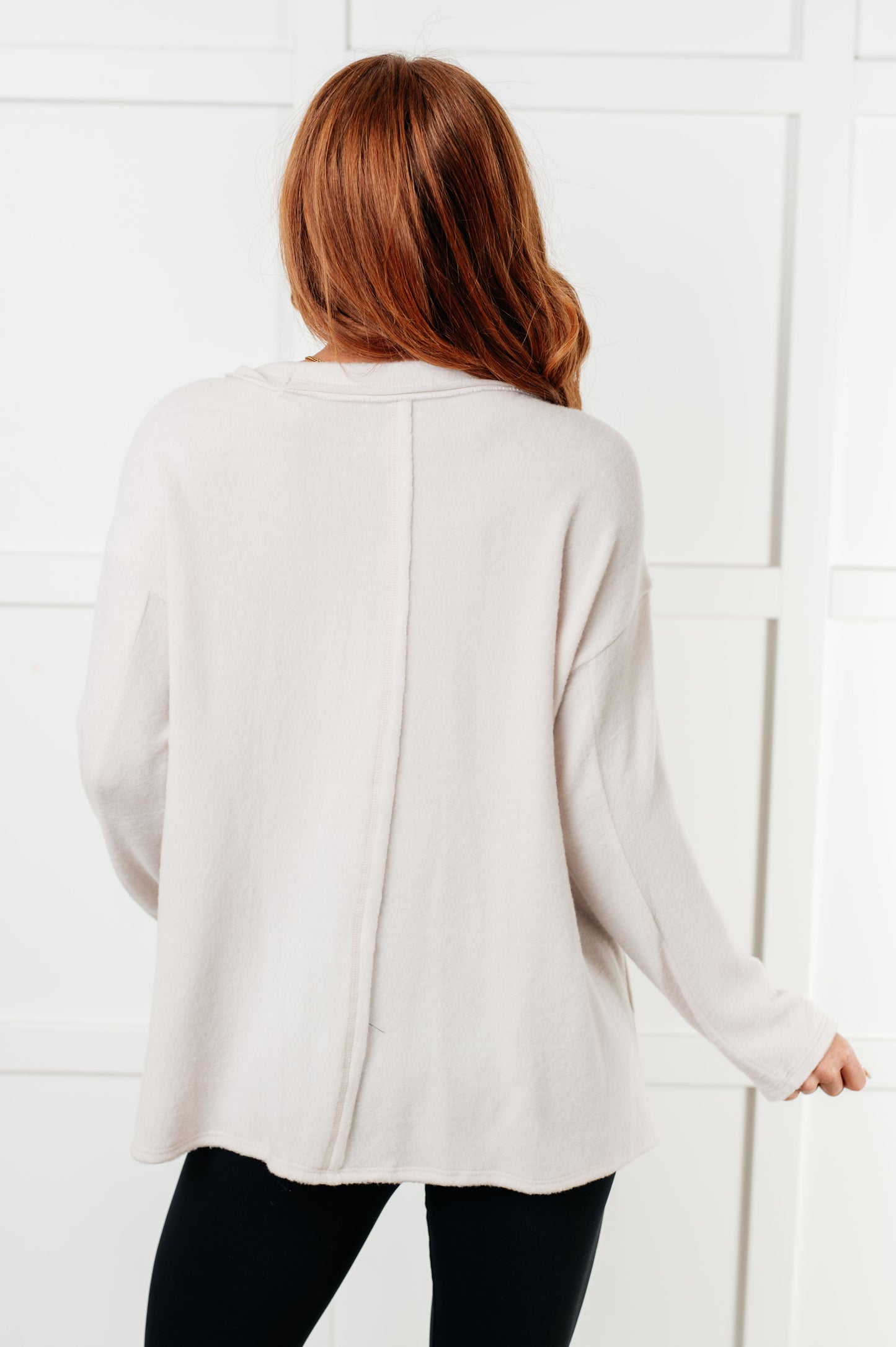 Simple Silhouette Brushed Hacci Sweater in Sand Beige