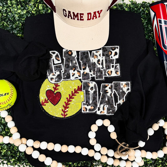Softball Leopard & Sequins Sweatshirt/Tee