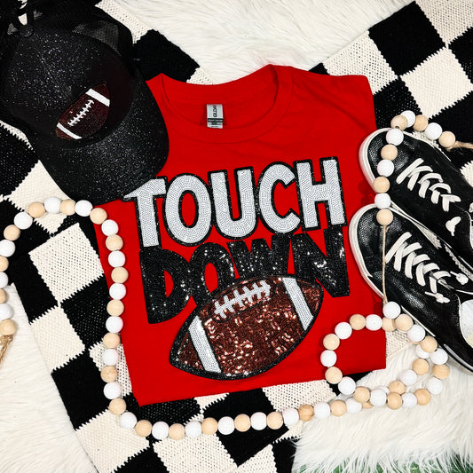Touchdown With Football Sequin Tee