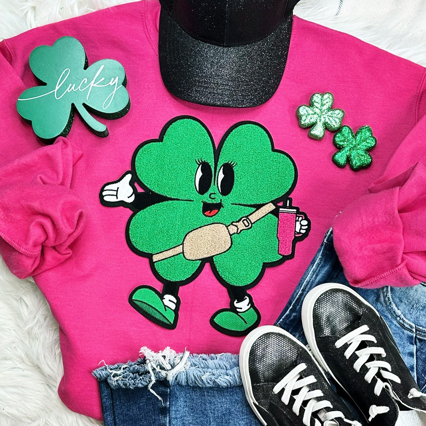 Shamrock Chenille Patch Crewneck Sweatshirt