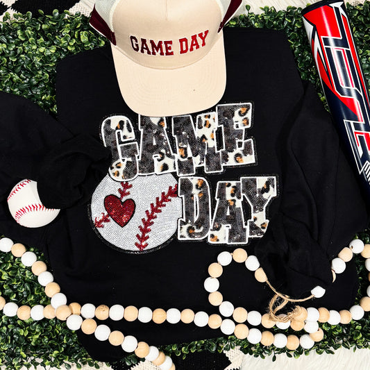 Baseball Leopard & Sequins Sweatshirt/Tee