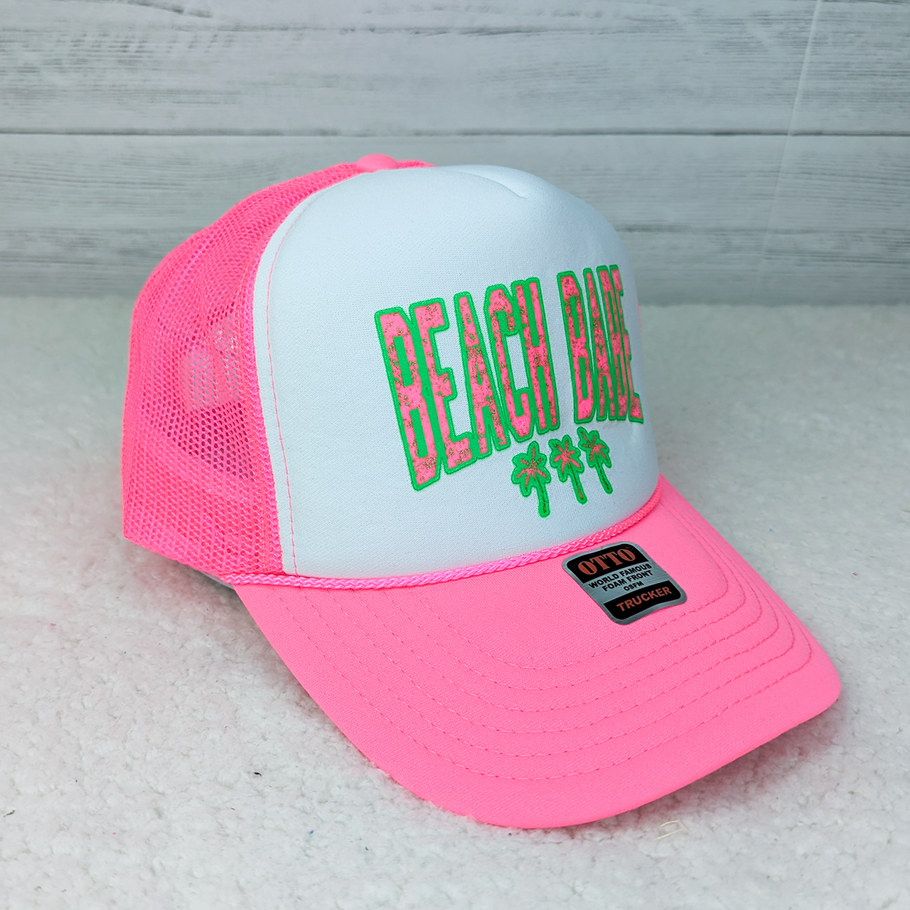 Beach Babe NEON Green and Pink Foam Trucker Hat